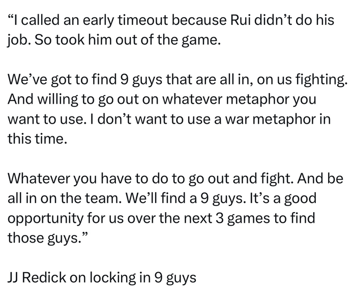 雷迪克调整轮换阵容换下八村 强调团队拼搏精神